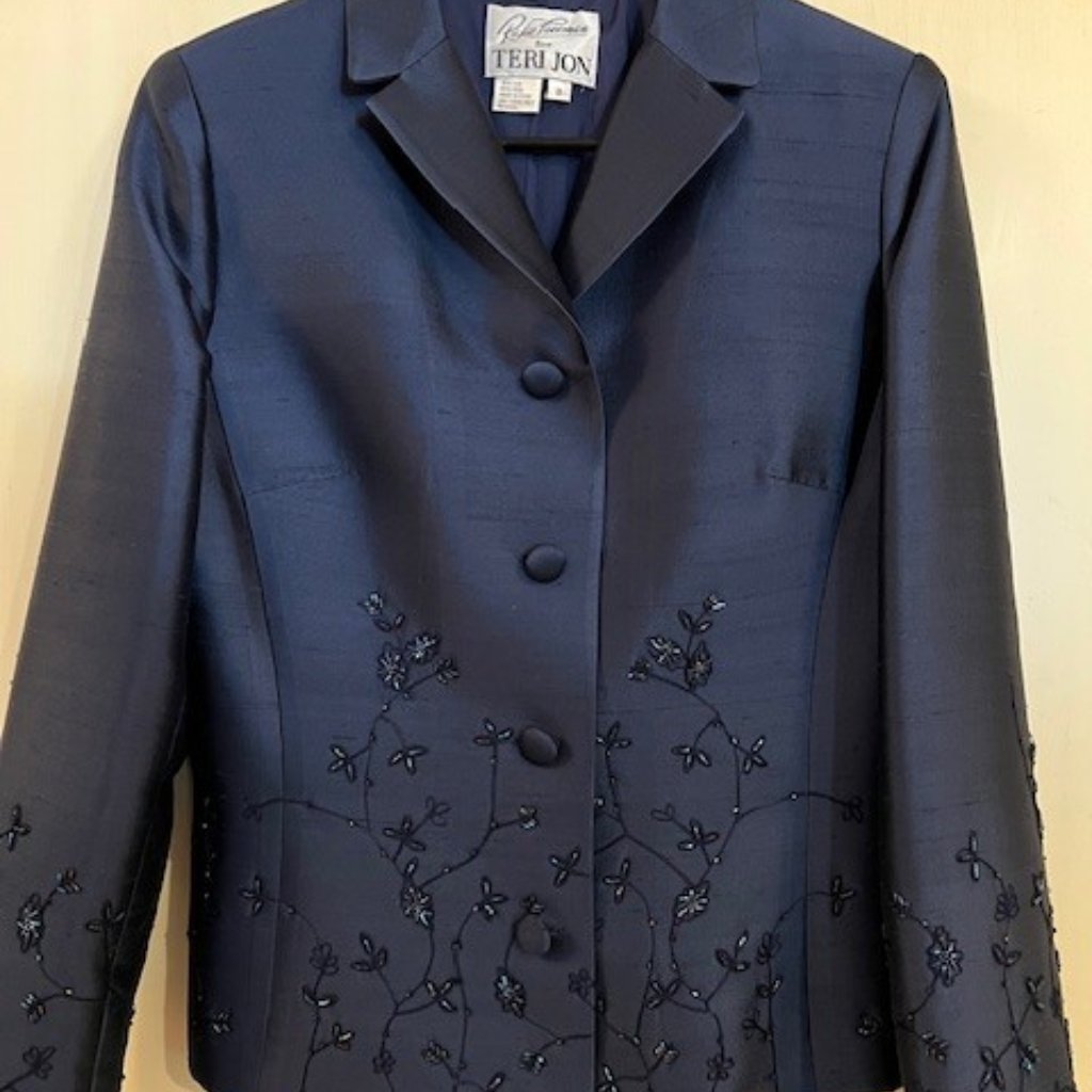 Rickie Freeman For Teri Jon Silk Beaded Blazer Brand New